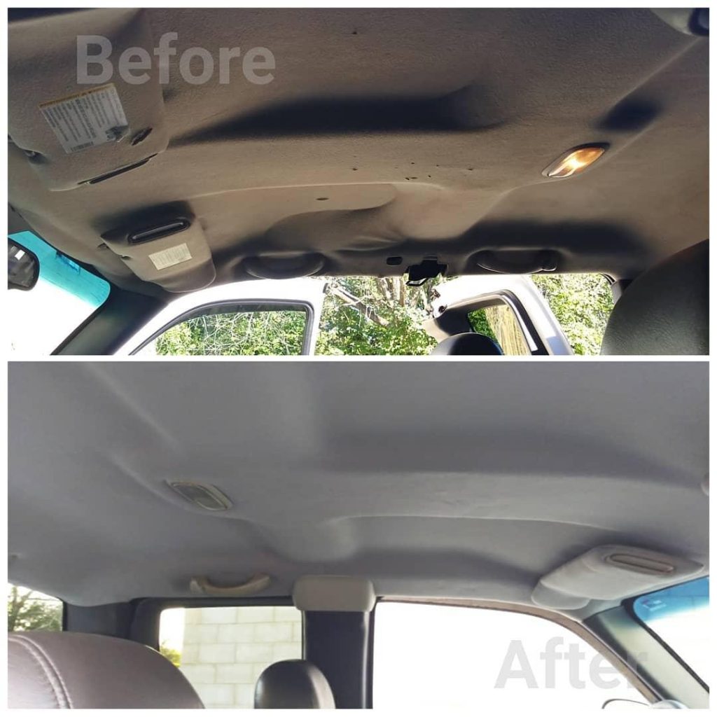 before and after of suv with upholstery