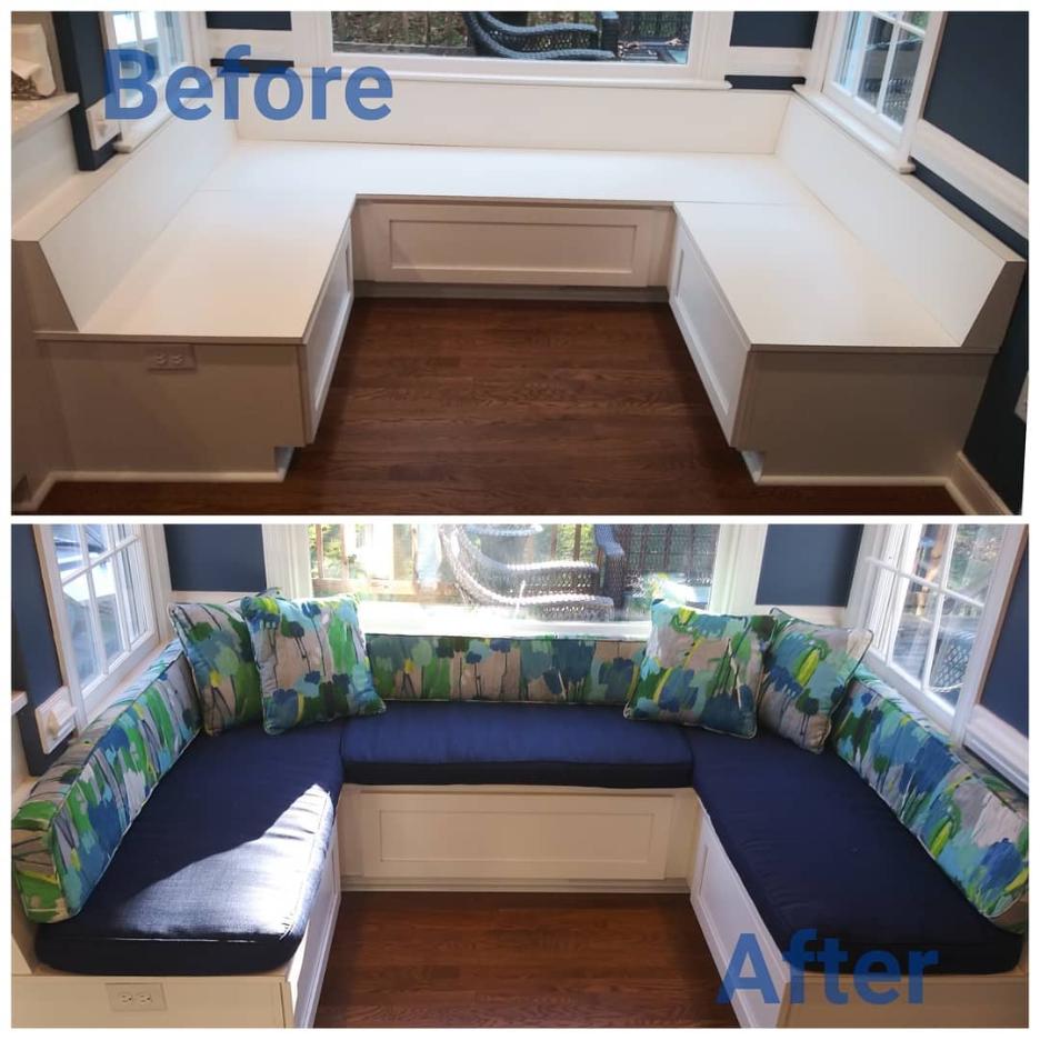 before and after of furniture with upholstery